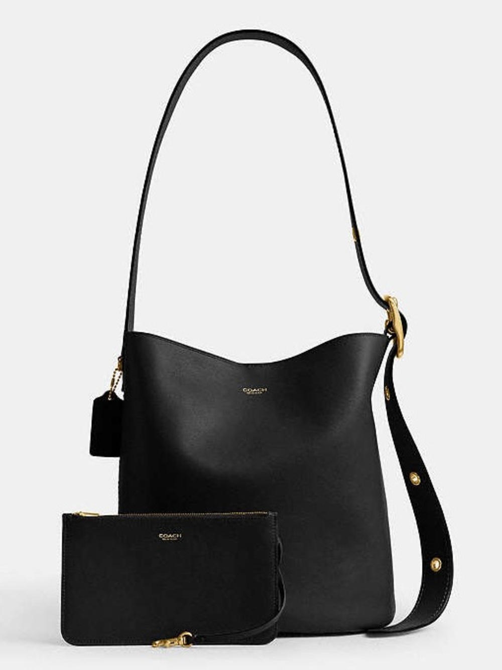 COACH Bleecker Bucket Bag in Black Leather